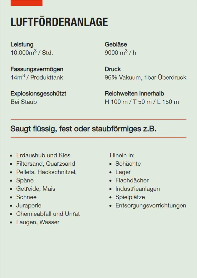 Saugbagger Bingen - Technische Daten LFA